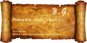 Mahunka Gyöngyi névjegykártya