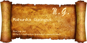 Mahunka Gyöngyi névjegykártya